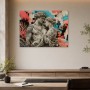 Moderne Kunst und XXL Wandbild mit antiker Skulptur und Graffiti-Kontrast