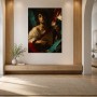 Porträt mit Laute als Leinwandbild oder Fine Art Print