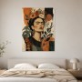 Porträt mit Blumenkrone, Wandbild oder Kunstdruck in warmer Farbharmonie