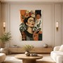 Porträt mit Blumenkrone, Wandbild oder Kunstdruck in warmer Farbharmonie