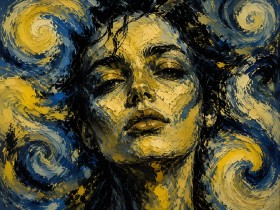 Expressives Porträt als Wandbild oder Acrylbild