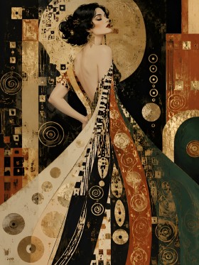 Elegante Frau in Goldtönen, Modernes Wandbild oder Kunstdruck Elegante Frau in Goldtönen, Modernes Wandbild oder Kunstdruck