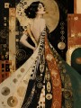 Elegante Frau in Goldtönen, Modernes Wandbild oder Kunstdruck