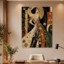 Elegante Frau in Goldtönen, Modernes Wandbild oder Kunstdruck
