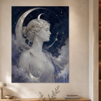 Mystische Mondgöttin als Kunstwerk oder Poster