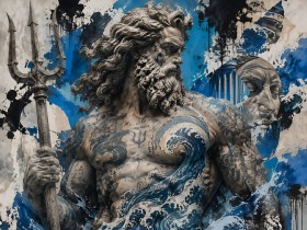 Neptunisches Wandbild oder Kunstdruck mit kraftvoller Street-Art-Optik Neptunisches Wandbild oder Kunstdruck mit kraftvoller Street-Art-Optik