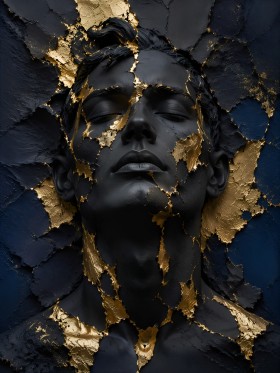 Elegantes Porträt als Acrylbild oder Fine Art Print mit Goldakzenten