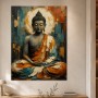 Buddha Ruhe in Türkis und Ocker, Wandbild oder Kunstdruck