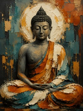 Buddha Ruhe in Türkis und Ocker, Wandbild oder Kunstdruck Buddha Ruhe in Türkis und Ocker, Wandbild oder Kunstdruck