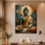 Buddha Ruhe in Türkis und Ocker, Wandbild oder Kunstdruck