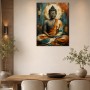 Buddha Ruhe in Türkis und Ocker, Wandbild oder Kunstdruck