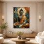 Buddha Ruhe in Türkis und Ocker, Wandbild oder Kunstdruck