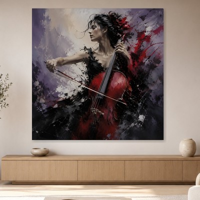 Ausdrucksstarke Cellistin als Kunstwerk oder Modernes Wandbild