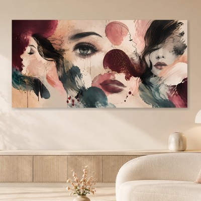 Abstraktes Wandbild mit Frauenporträts, Fine Art Print oder Acrylbild