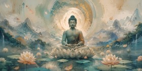 Buddha im Lotusgarten, Acrylbild oder Fine Art Print Buddha im Lotusgarten, Acrylbild oder Fine Art Print