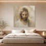 Meditativer Porträtkunstdruck oder modernes Wandbild in Goldtönen