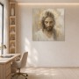 Meditativer Porträtkunstdruck oder modernes Wandbild in Goldtönen