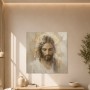 Meditativer Porträtkunstdruck oder modernes Wandbild in Goldtönen