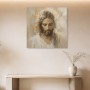 Meditativer Porträtkunstdruck oder modernes Wandbild in Goldtönen
