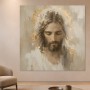 Meditativer Porträtkunstdruck oder modernes Wandbild in Goldtönen