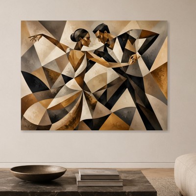 Abstraktes Wandbild oder Fine Art Print mit tanzendem Paar