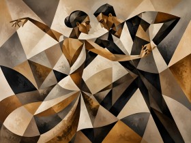 Abstraktes Wandbild oder Fine Art Print mit tanzendem Paar Abstraktes Wandbild oder Fine Art Print mit tanzendem Paar