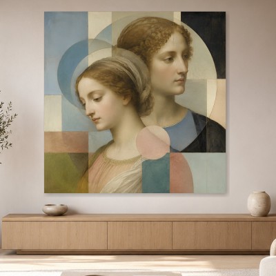Klassische Porträt Kunst und modernes Wandbild in sanfter Harmonie
