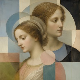 Klassische Porträt Kunst und modernes Wandbild in sanfter Harmonie Klassische Porträt Kunst und modernes Wandbild in sanfter Harmonie
