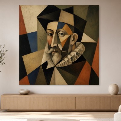 Kubistisches Porträt als Kunstdruck und Wandbild mit markanten Facetten