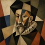 Kubistisches Porträt als Kunstdruck und Wandbild mit markanten Facetten