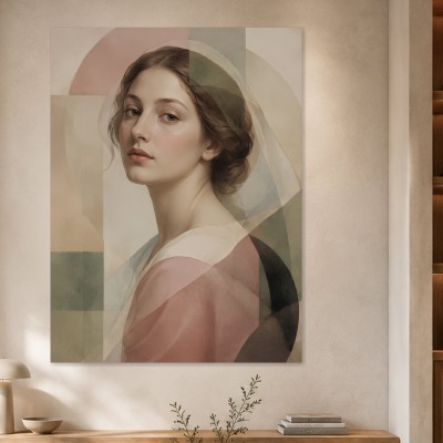 Porträt zwischen Moderne Kunst und Kunstdruck in sanften Naturtönen