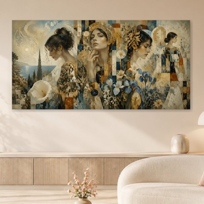 Elegantes Porträt als Leinwandbild oder Fine Art Print mit Blumenmotiven