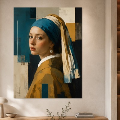 Porträt mit moderner Kunst als Leinwand oder Poster