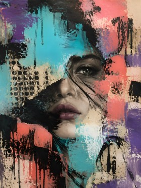 Expressives Porträt als Acrylbild oder Poster mit urbaner Farbkraft Expressives Porträt als Acrylbild oder Poster mit urbaner Farbkraft