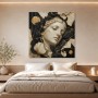 Elegantes Wandbild oder Acrylbild mit goldener Skulptur und Blättern