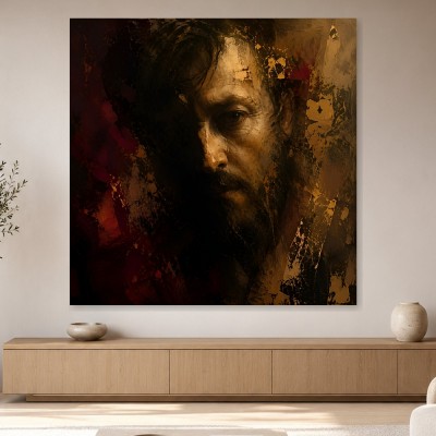 Dramatisches Porträt zwischen Kunstwerk und Modernes Wandbild