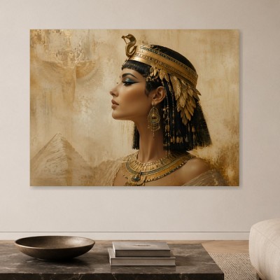 Ägyptische Königin als Wandbild oder Kunstdruck mit goldener Eleganz