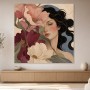 Florale Frauenporträt Kunstwerk oder Wandbild mit sanfter Eleganz