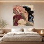 Florale Frauenporträt Kunstwerk oder Wandbild mit sanfter Eleganz
