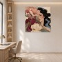 Florale Frauenporträt Kunstwerk oder Wandbild mit sanfter Eleganz
