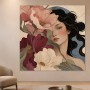 Florale Frauenporträt Kunstwerk oder Wandbild mit sanfter Eleganz