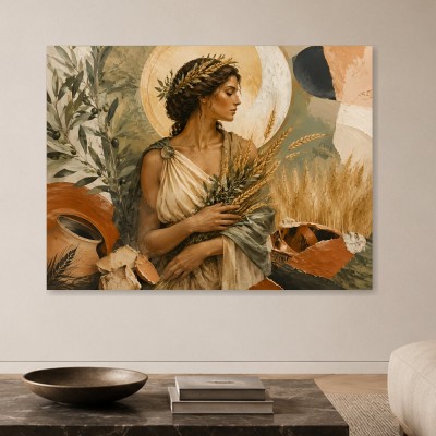 Antikes Frauenporträt als Kunstwerk oder Wandbild in warmen Naturtönen