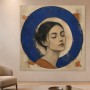 Porträt in Blau, Kunstdruck und Wandbild mit ruhiger Ausstrahlung