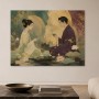 Ostasiatische Teezeremonie als Wandbild oder Kunstwerk mit goldenen Akzenten