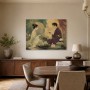 Ostasiatische Teezeremonie als Wandbild oder Kunstwerk mit goldenen Akzenten