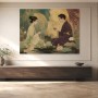 Ostasiatische Teezeremonie als Wandbild oder Kunstwerk mit goldenen Akzenten