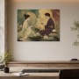 Ostasiatische Teezeremonie als Wandbild oder Kunstwerk mit goldenen Akzenten