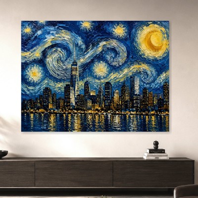 Leuchtende Skyline als Modernes Wandbild oder Canvas Print