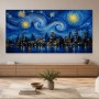 Nächtliche Skyline unter Sternenhimmel, Leinwand oder Acrylbild
