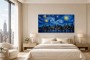 Nächtliche Skyline unter Sternenhimmel, Leinwand oder Acrylbild